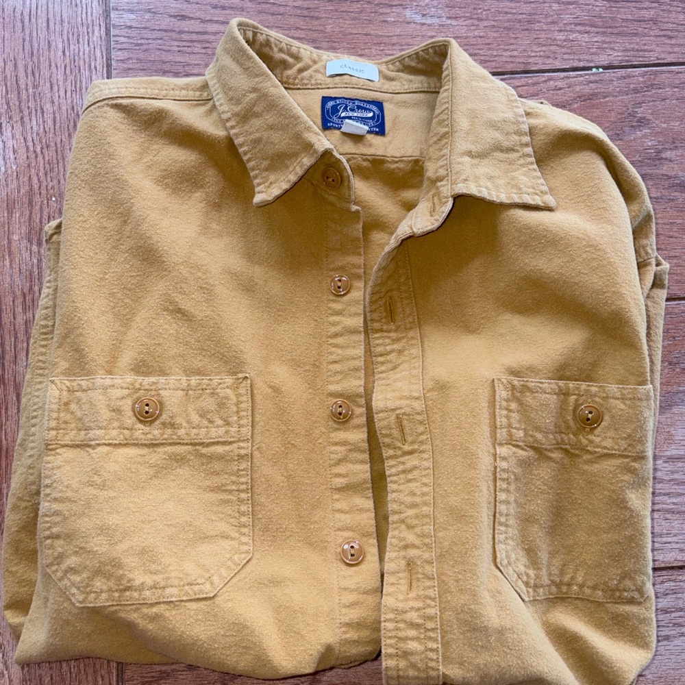 J.Crew Classic Flannel Button-Up Shirt Mustard Yellow – Size L